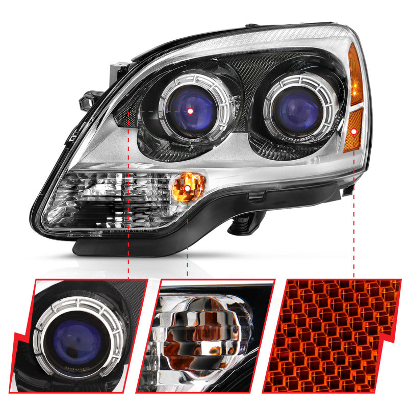 ANZO 2007-2008 Gmc Acadia Crystal Headlight Chrome Amber(OE) 111476 111476 Photo - Close Up