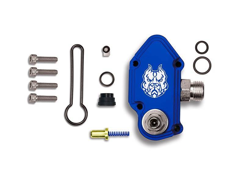 Sinister Diesel 03-07 Ford Powerstroke 6.0L Blue Spring Kit with Adjustable Billet Spring Housing SD-FUELBLK-6.0-ADJ SD-FUELBLK-6.0-ADJ Photo - Primary