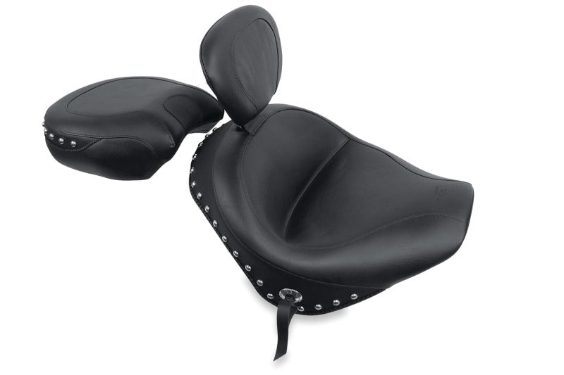 Mustang Motorcycle Mustang 02-09 Honda VTX1300 Retro, S ,T Wide Touring 2PC Seat w/Driver Backrest Studs - Black 79326 79326 Photo - Primary