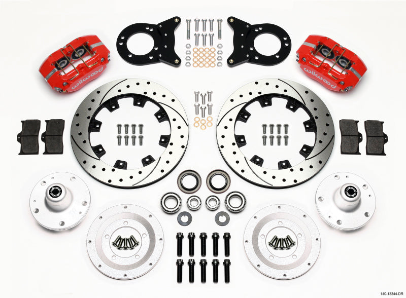 Wilwood DP-DB Front Kit, 12.19", Drill, Red, 1965-1969 Mustang Disc & Drum Spi 140-13344-DR Photo - Primary