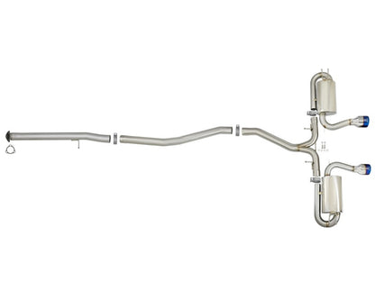 aFe Takeda 3in 304 Stainless Steel Cat-Back Exhaust System w/ Dual Center 49-36618-L Photo - Unmounted