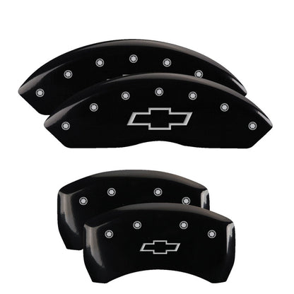 MGP 4 Caliper Covers Engraved Front & Rear Bowtie Black finish silver ch 14235SBOWBK 14235SBOWBK Photo - Primary