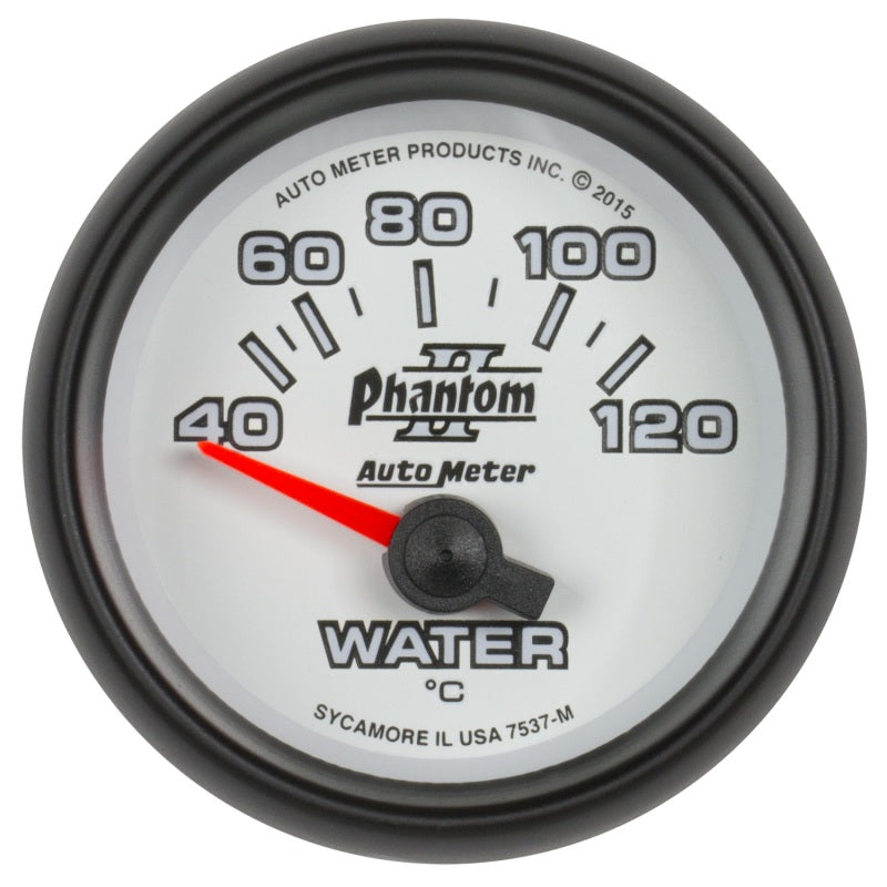 Autometer Phantom II Gauge Water Temp 2 1/16in 40-120c Electric Phantom II 7537-M 7537-M Photo - Primary