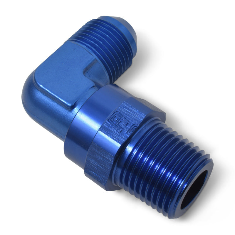 Russell #10 90° Male AN To Male Swivel NPT - Blue 614120 Photo - out of package