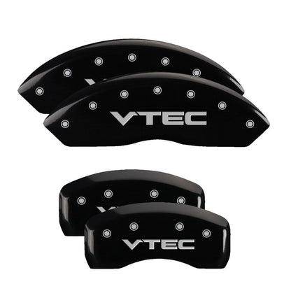 MGP 4 Caliper Covers Engraved Front & Rear Vtech Black finish silver ch 39005SVTCBK 39005SVTCBK Photo - Primary