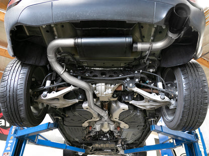 aFe Large Bore HD 3in 304 SS Cat-Back Exhaust w/ Black Tips 14-19 Jeep Grand Cherokee (WK2) V6-3.6L 49-38078-B 49-38078-B Photo - Mounted