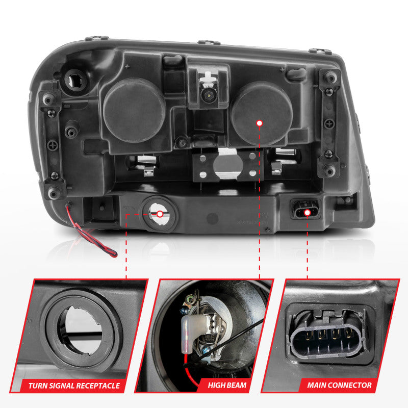 ANZO 02-09 Chevrolet Trailblazer (Will Not Fit 06-09 LT) Projector Headlights w/Halo Black Housing 111572 111572 Photo - Unmounted