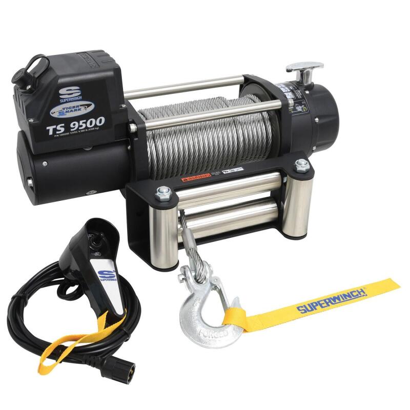 Superwinch 9500 LBS 12 VDC 11/32in x 95ft Steel Rope Tiger Shark 9500 Winch 1595200 1595200 Photo - out of package