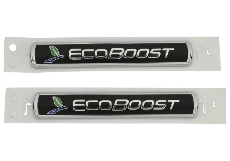Ford Racing Black/Silver EcoBoost Emblem 3-1/2in x 9/16in - Set of 2 M-1447-EBBLK M-1447-EBBLK Photo - Unmounted