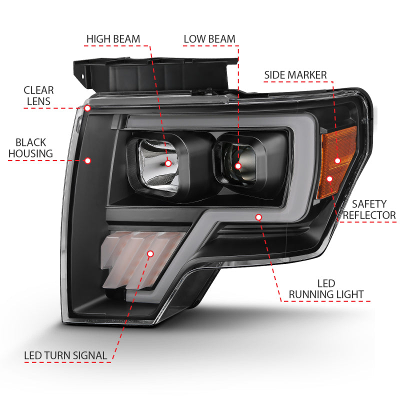 ANZO 2009-2014 Ford F-150 Projector Light Bar G4 H.L. Black Amber 111445 111445 User 3