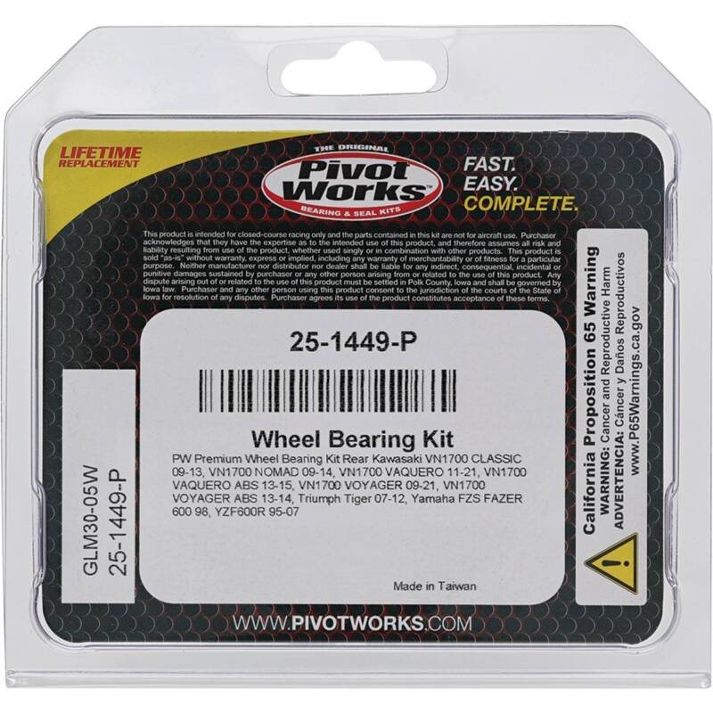 Pivot Works Kawasaki, Triumph, Yamaha Wheel Bearing Kit Premium Bearings 25-1449-P 25-1449-P Photo - Primary