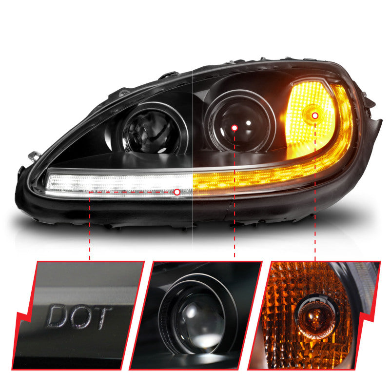 ANZO 05-13 Chevrolet Corvette Projector Headlights w/switchback & Sequential LED - Black Amber 121571 121571 User 2