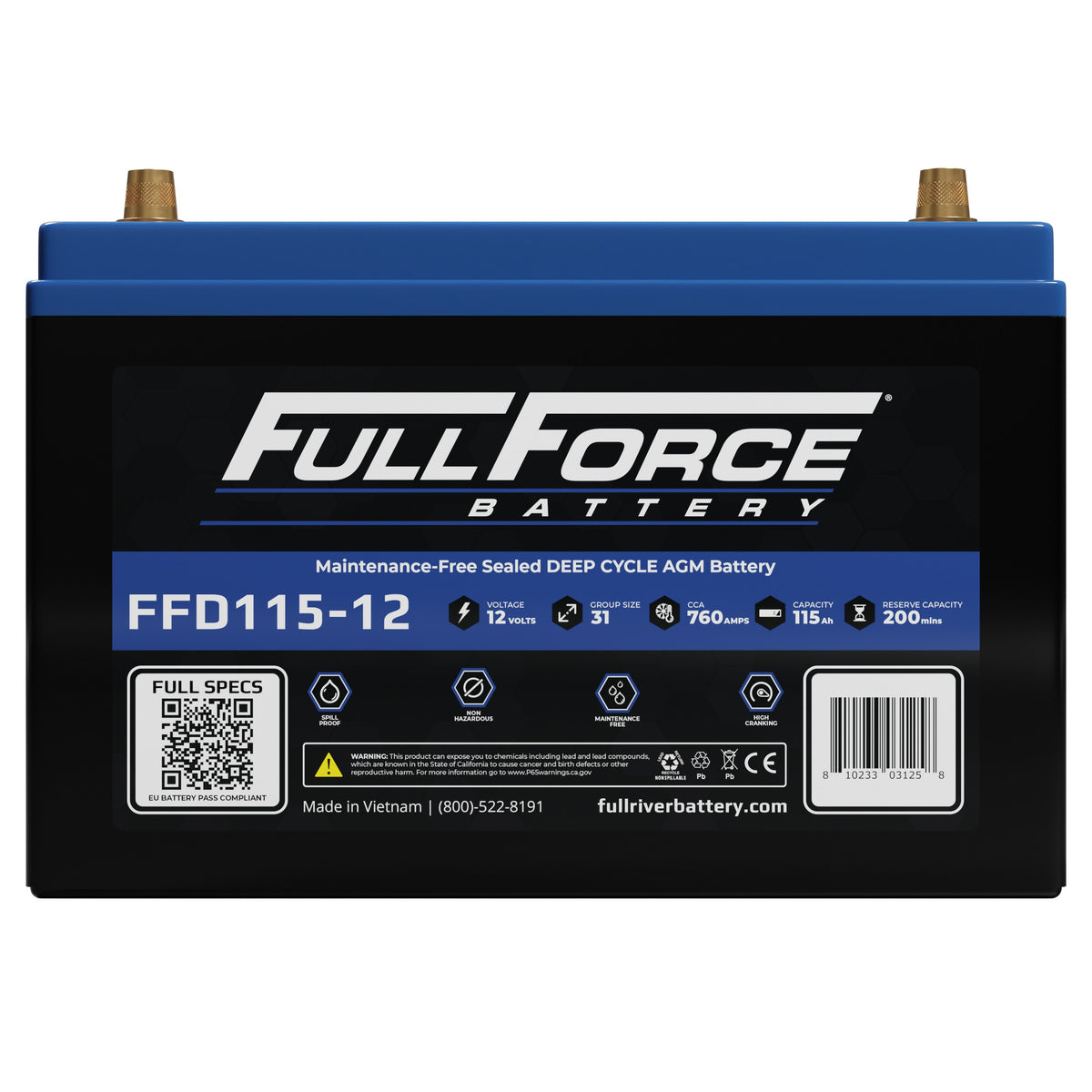 Fullriver Battery Replacement battery, Group Ref: 31 FFD115-12