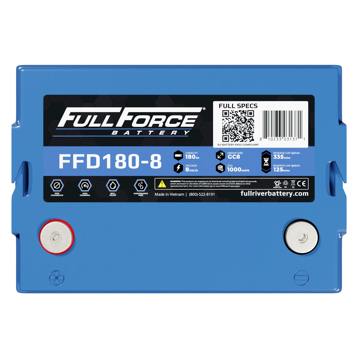 Fullriver Battery Replacement battery, Group Ref: GC8 FFD180-8