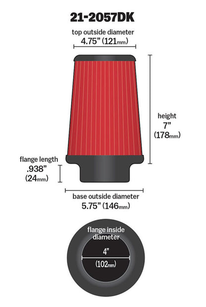 AEM Induction AEM DryFlow Air Filter Kit 4in x 7in DRYFLOW 21-2057DK 21-2057DK Technical Bulletin