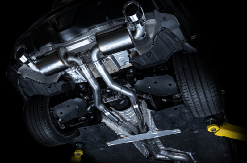 AWE 2020 Toyota Supra A90 Resonated Touring Edition Exhaust - 5in Chrome Silver Tips 3015-32118 3015-32118 Photo - Mounted