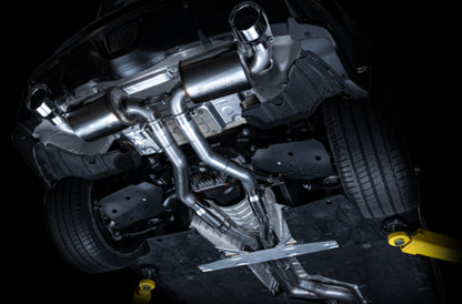 AWE 2020 Toyota Supra A90 Resonated Touring Edition Exhaust - 5in Chrome Silver Tips 3015-32118 3015-32118 Photo - Mounted