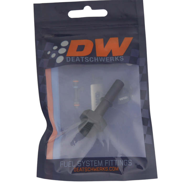 DeatschWerks 6AN ORB Male to 5/16in Male EFI Quick Connect Adapter - Anodized Matte Black 6-02-0114-B 6-02-0114-B Photo - lifestyle view