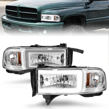 ANZO 94-02 Dodge RAM Crystal Headlight - w/ Light Bar Chrome Housing 111555 111555 Photo - Primary