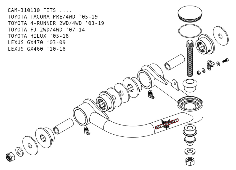 Camburg Toyota Tacoma Pre/4WD 05-23 / 4-Runner 03-23 / FJ 07-14 1.25in Uniball Upper Arms w/ covers CAM-310130 CAM-310130 User 1