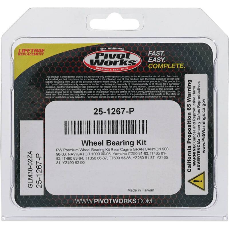 Pivot Works Cagiva, Yamaha Wheel Bearing Kit Premium Bearings 25-1267-P 25-1267-P Photo - Primary