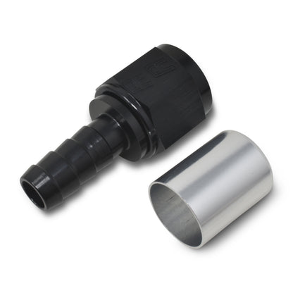 Russell Crimp-On Straight Hose End - Black / Silver 610403 Photo - out of package