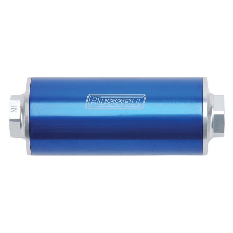 Russell Performance Profilter Fuel Filter 6in Long 60 Micron -10AN Inlet -10AN Outlet - Blue 649262 649262 Photo - Unmounted