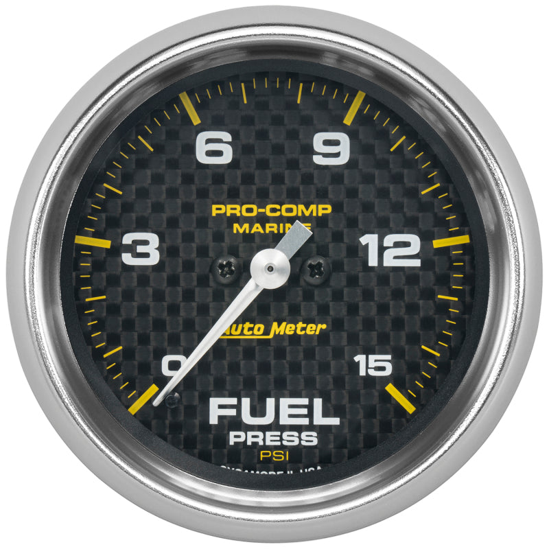 Autometer Marine Carbon Fiber 2-5/8in 15 PSI Digital Stepper Motor Fuel Pressure Gauge 200849-40 200849-40 Photo - Primary