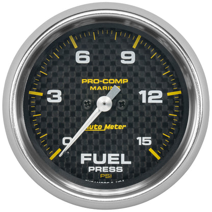 Autometer Marine Carbon Fiber 2-5/8in 15 PSI Digital Stepper Motor Fuel Pressure Gauge 200849-40 200849-40 Photo - Primary
