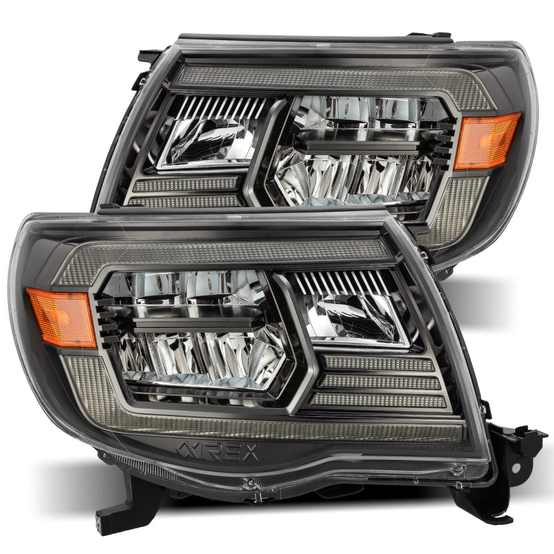 AlphaRex 05-11 Toyota Tacoma LUXX Crystal Headlights Plank Style Alpha Black w/Activation Light/DRL 880733 880733 Photo - Primary