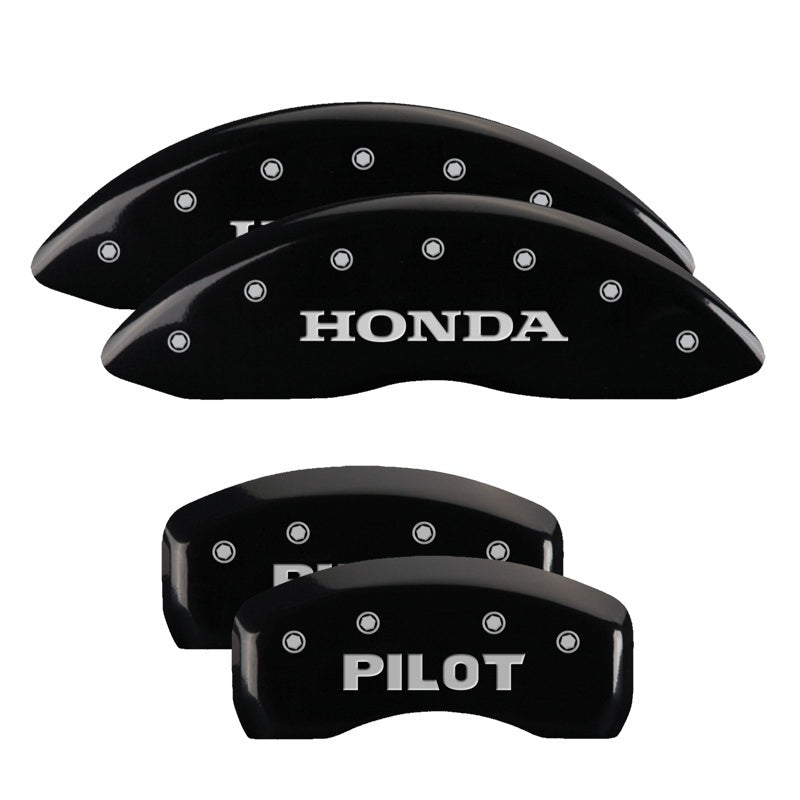 MGP 4 Caliper Covers Engraved Front Honda Engraved Rear Pilot/2015 Black finish silver ch 20213SPLTBK 20213SPLTBK Photo - Primary
