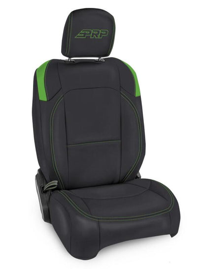 PRP Seats PRP Jeep Wrangler JL Front Seat Covers - 2 door- with Pocket Back (Pair) - Black/Green B037-06 B037-06 Photo - Primary