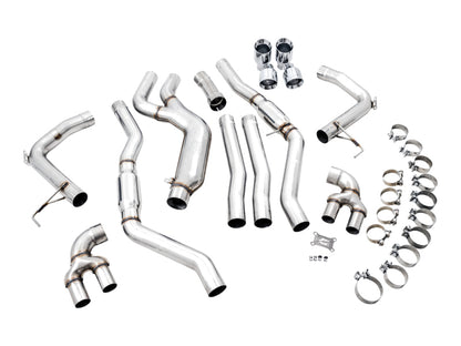 AWE Tuning 2019+ BMW M340i (G20) Track Edition Exhaust - Quad Chrome Silver Tips 3020-42078 3020-42078 Photo - out of package
