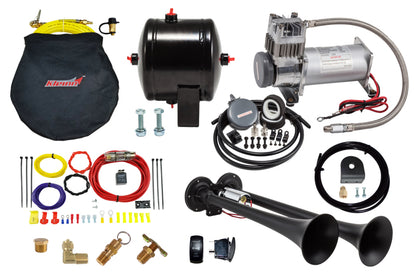 Kleinn Air Horns Kleinn Dual Black Horn Kit w/ 150 PSI Waterproof 0.5 gal Air Tank HKUTV HKUTV Photo - Primary