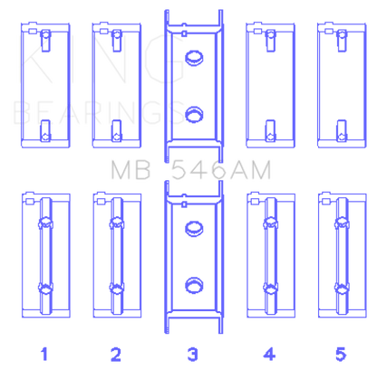 King Engine Bearings Mitsubishi G25B/4G54/4G53 (Size +0.25mm) Main Bearing Set MB546AM0.25 MB546AM0.25 Photo - Primary