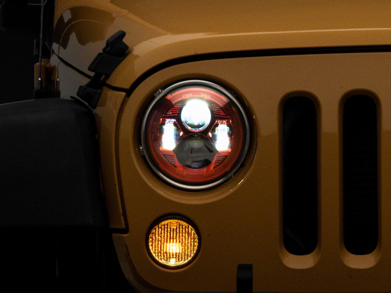 Raxiom 07-18 Jeep Wrangler JK 7-In LED Headlights- Red Housing- Clear Lens J154701 J154701 Photo - Primary