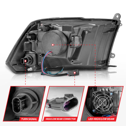 ANZO 2009-2020 Dodge Ram 1500 Full LED Square Projector Headlights w/ Chrome Housing Black Amber 111539 111539 User 4