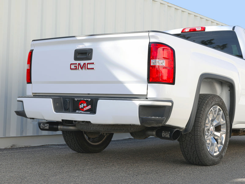 aFe Gemini XV 3in 304 SS Cat-Back Exhaust w/ Cutout 09-18 GM Trucks 4.3L/4.8L/5.3L w/ Black Tips 49-34133-B 49-34133-B Photo - Mounted