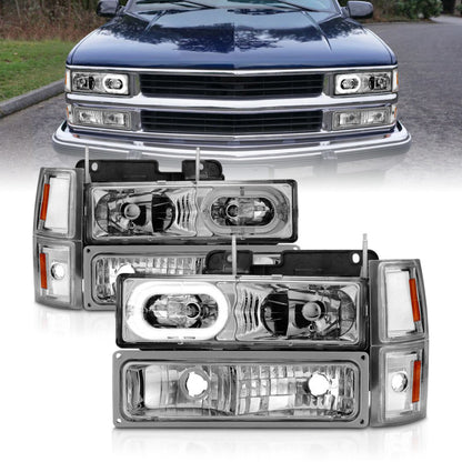 ANZO 88-98 Chevrolet C1500 Crystal Headlights Chrome Housing w/ Signal and Side Marker Lights 111508 111508 Photo - Primary