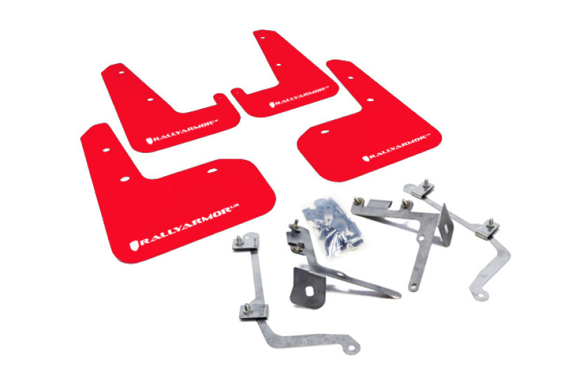 Rally Armor 2011-14 STI & WRX Sedan Red Mud flap White Logo MF19-UR-RD/WH Photo - Primary