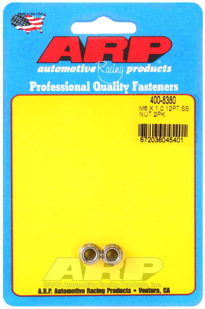 ARP M6 X 1.00 (M8 wr) SS 12pt nut kit 400-8380 Photo - Primary