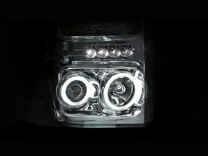 Anzo 2008-2010 Ford F-250 Projector Headlights w/ Halo Chrome (CCFL) 111167 Photo - Mounted