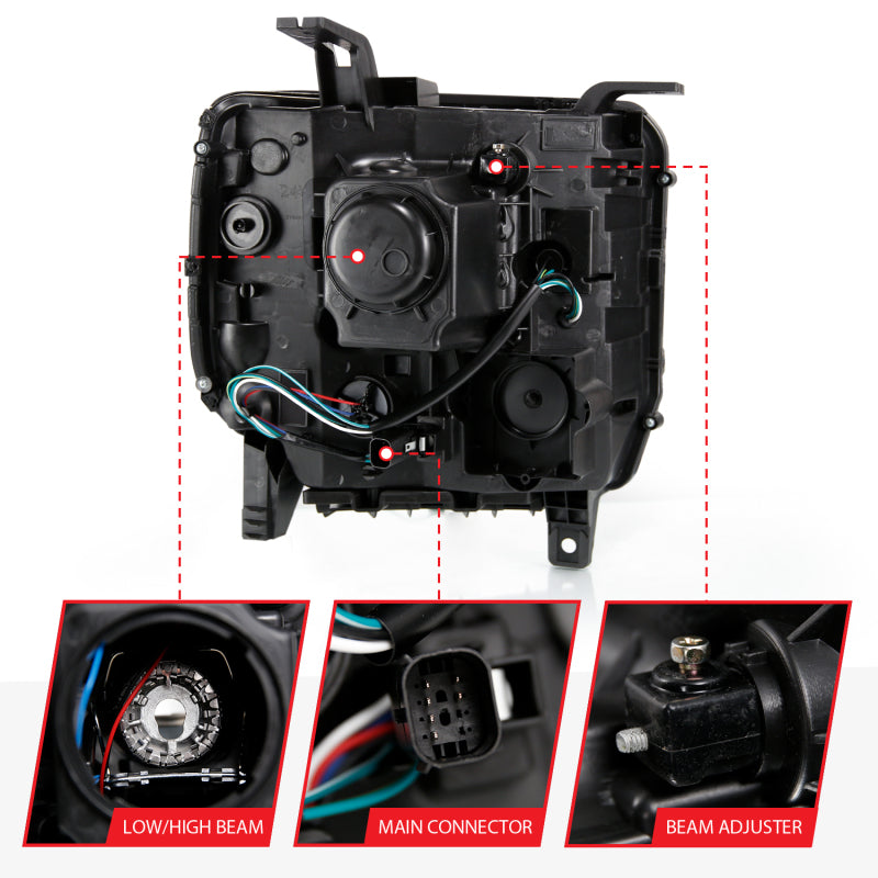ANZO 2016-2019 Gmc Sierra 1500 Projector Headlight Plank Style Black w/ Sequential Amber Signal 111485 111485 User 4