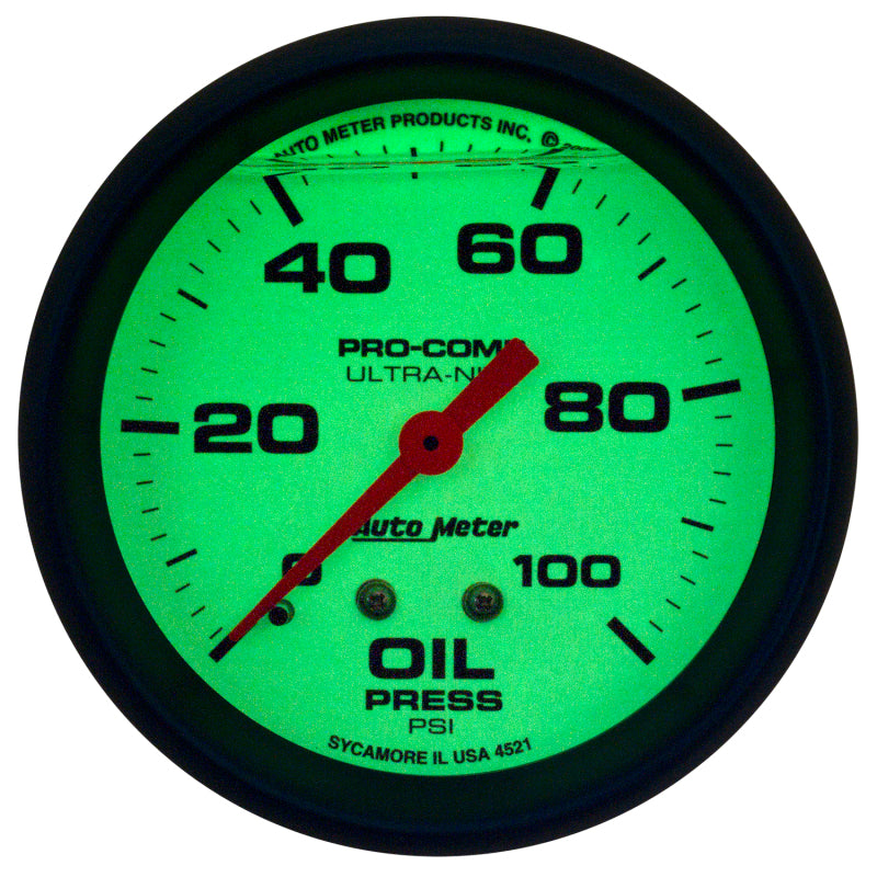 Autometer 2-5/8" Oil Pressure, 0-100 Psi, Mechanical, Liquid Filled, Ultra-Nite 4221 User 2