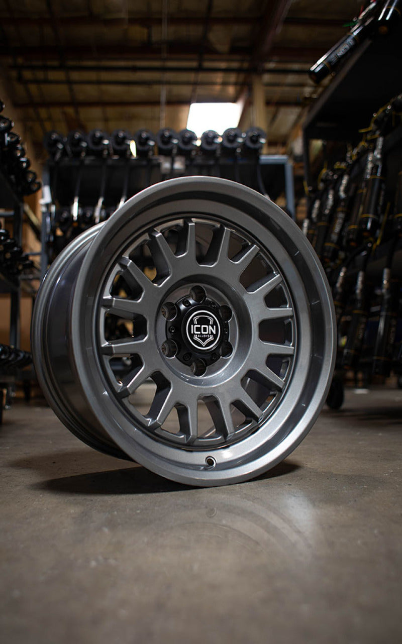 ICON Anza 17x8.5 5x5 -6mm Offset 4.5in BS 71.5mm Hub Bore Gun Metal Wheel 8217857345GM 8217857345GM Photo - lifestyle view