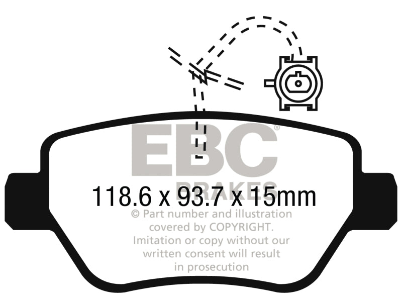 EBC 14-17 Maserati Ghibli (330 PS Package ONLY) Yellowstuff Rear Brake Pads DP42258R DP42258R Photo - Primary