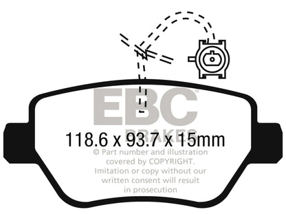 EBC 2014-2016 Maserati Ghibli 3.0L Twin Turbo (330) Redstuff Rear Brake Pads DP32258C DP32258C Photo - Primary