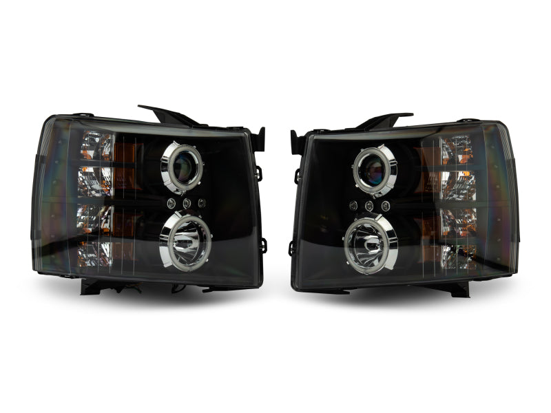 Raxiom 07-13 Silverado 1500 Super White LED Halo Projector Headlights- Black Housing (Clear Lens) S112717 S112717 Photo - Close Up