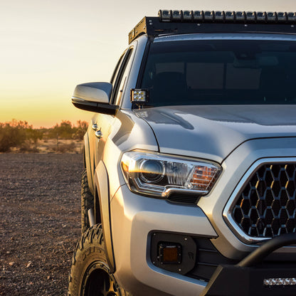 Rigid Industries 2016-2023 Toyota Tacoma A-Pillar Light Mount Kit (Includes D-SS Flood/Black/Yellow Covers) 46707 46707 Photo - Mounted