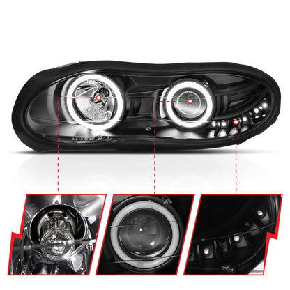 Anzo 1998-2002 Chevrolet Camaro Projector Headlights w/ Halo Black 121160 User 3